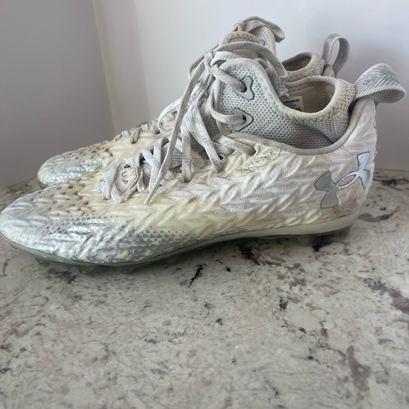 Under Armour Spotlight Clone 3.0 MC Mens Football Cleats White-Metallic Silver - Picture 3 of 6